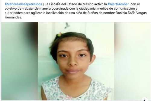 Localizan a Daniela de 8 años, desaparecida en Tultitlán el 22 de octubre